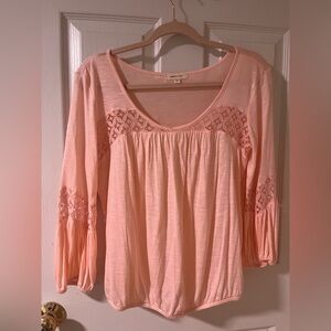 Paper Tee Pink Lace Accent Blouse